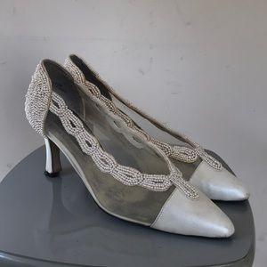 Beaded Mesh Heel Shoes